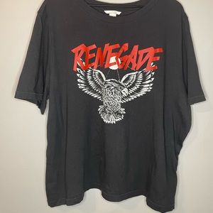 Ladies XL vintage inspired t-shirt dark grey with Eagle and red lettering